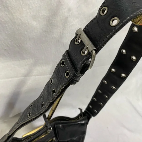 Free People Wade Leather Sling Black Crossbody Festival Bag - Picture 5 of 12